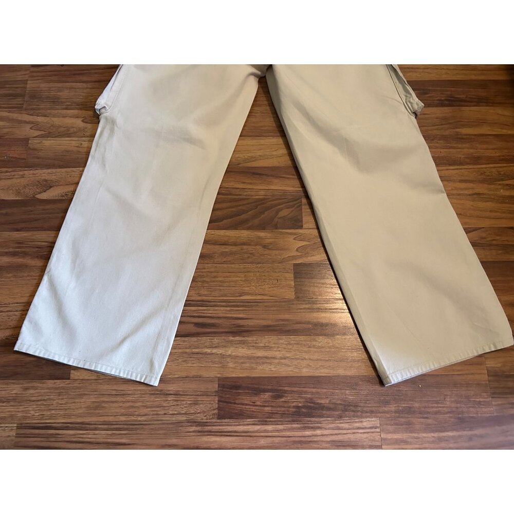 Bershka Mens Cargo Pants 40 30 Khaki Beige Straight Leg Medium Rise Utility Pock - Picture 15 of 15